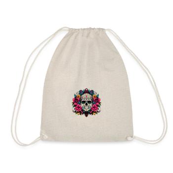 Vibrant Skull Blooms - Drawstring Bag - nature - Front