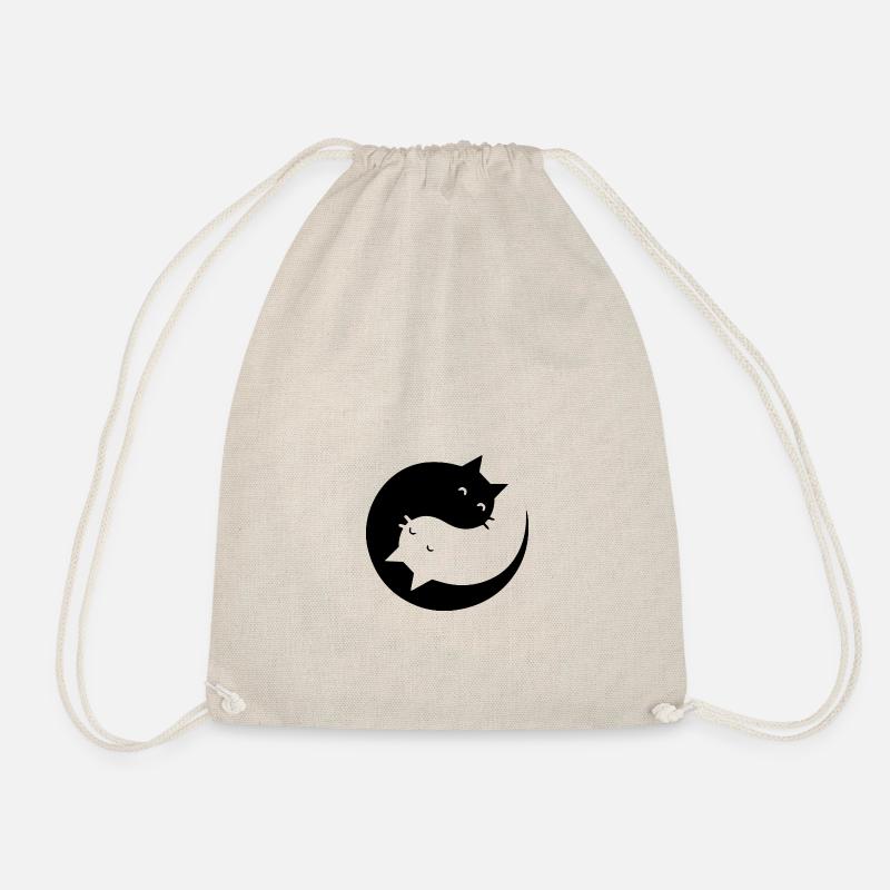Ying Yang Cats Gift Idea - Drawstring Bag - nature
