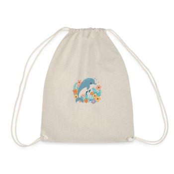 Charming dolphin in the sea of flowers 2 - Drawstring Bag - nature - Front