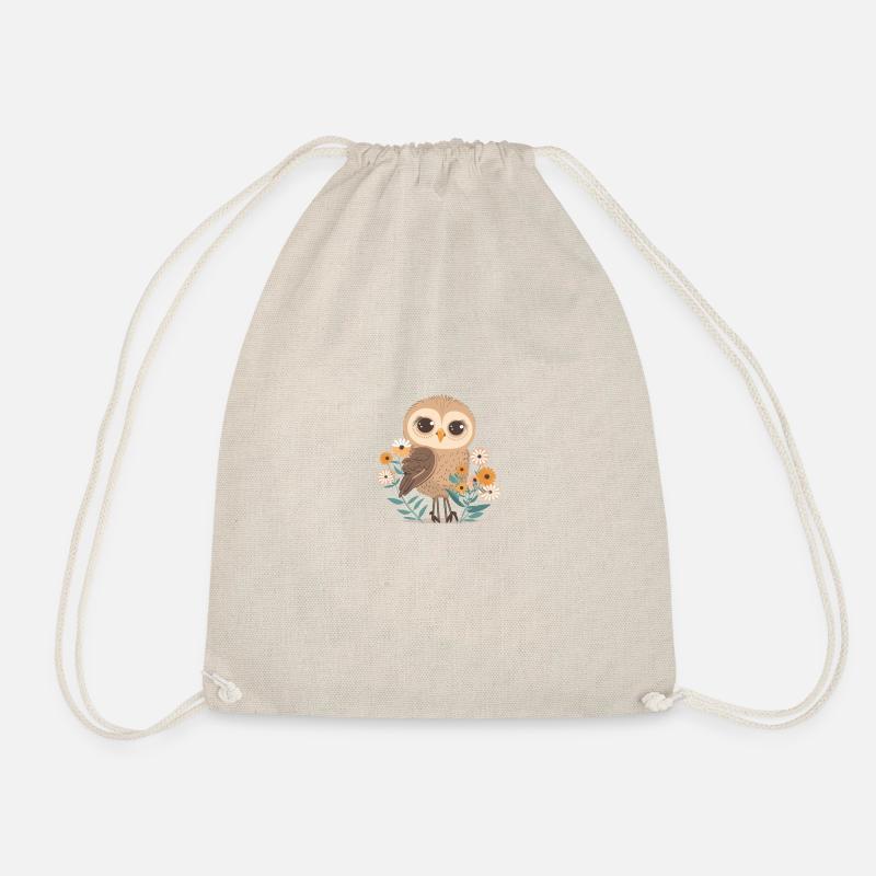 Cute owl in the flower forest 2 - Drawstring Bag - nature