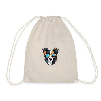Border Collie Dog Head Cool - Drawstring Bag - nature - Front