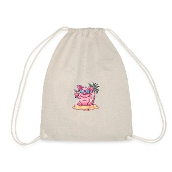 Pig Summer Beach Comic - Drawstring Bag - nature - Front