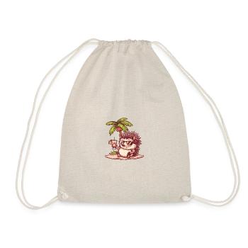 Hedgehog Summer Beach Comic - Drawstring Bag - nature - Front