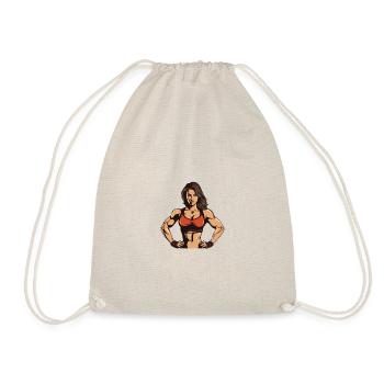 Woman Fitness Muscles Gym Girl - Drawstring Bag - nature - Front