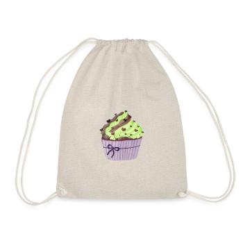 Cupcake mit Pistazie und Schokolade - Turnbeutel - Natur - Vorne