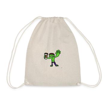 zombie drink coffee - Drawstring Bag - nature - Front