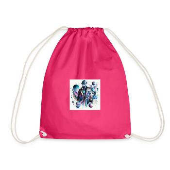 Neon Cyber Wave - Drawstring Bag - fuchsia - Front