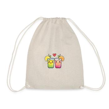 Lemonade Couple Love Drink Heart Valentine's Day - Drawstring Bag - nature - Front