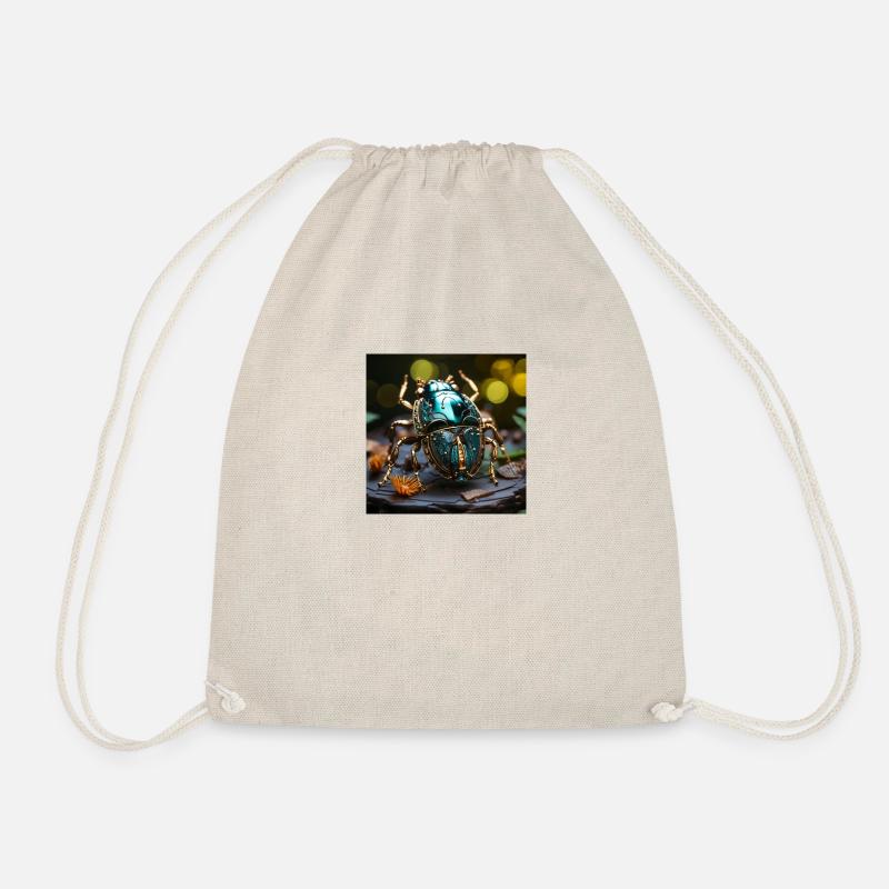Aqua Scarab - Drawstring Bag - nature