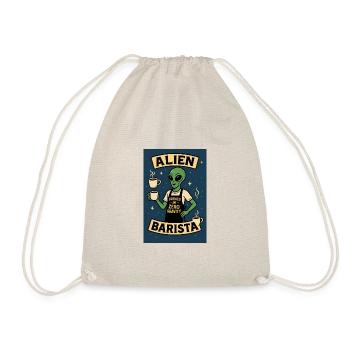 Alien Barista Coffee Art Tee - Drawstring Bag - nature - Front