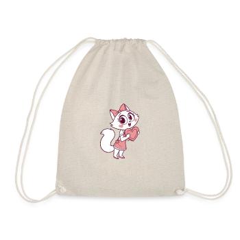 Cat girl with heart - love to give away - Drawstring Bag - nature - Front