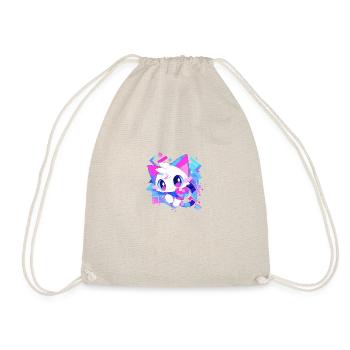 Cute White Cat Cartoon Style - Drawstring Bag - nature - Front