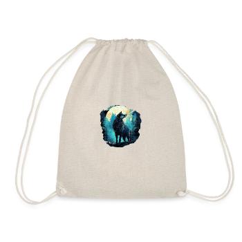 Wolf at full moon in the forest - Drawstring Bag - nature - Front
