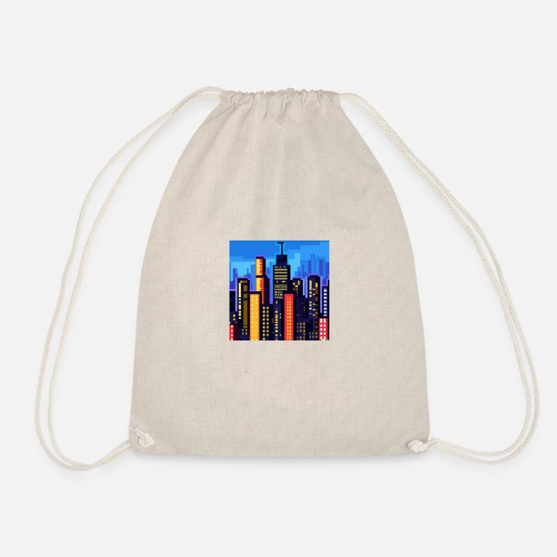 Belebte Skyline im farbenfrohen Pixel-Art-Style - Turnbeutel - Natur