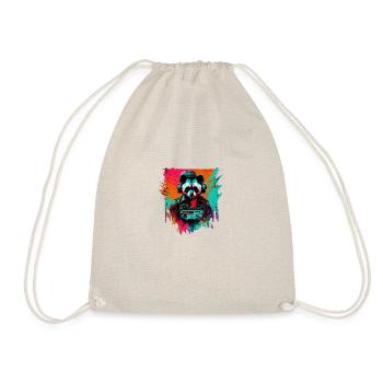Synthpanda Panda futuristic synthwave style - Drawstring Bag - nature - Front