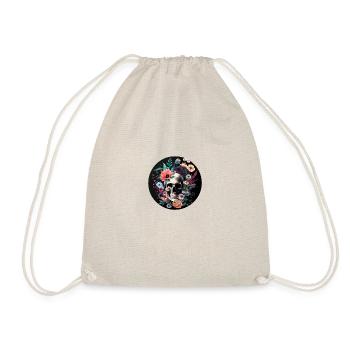 Totenkopf mit Blumen personalisierbar - Turnbeutel - Natur - Vorne