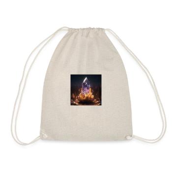 Amethyst, crystal, fantasy, purple and gold - Drawstring Bag - nature - Front