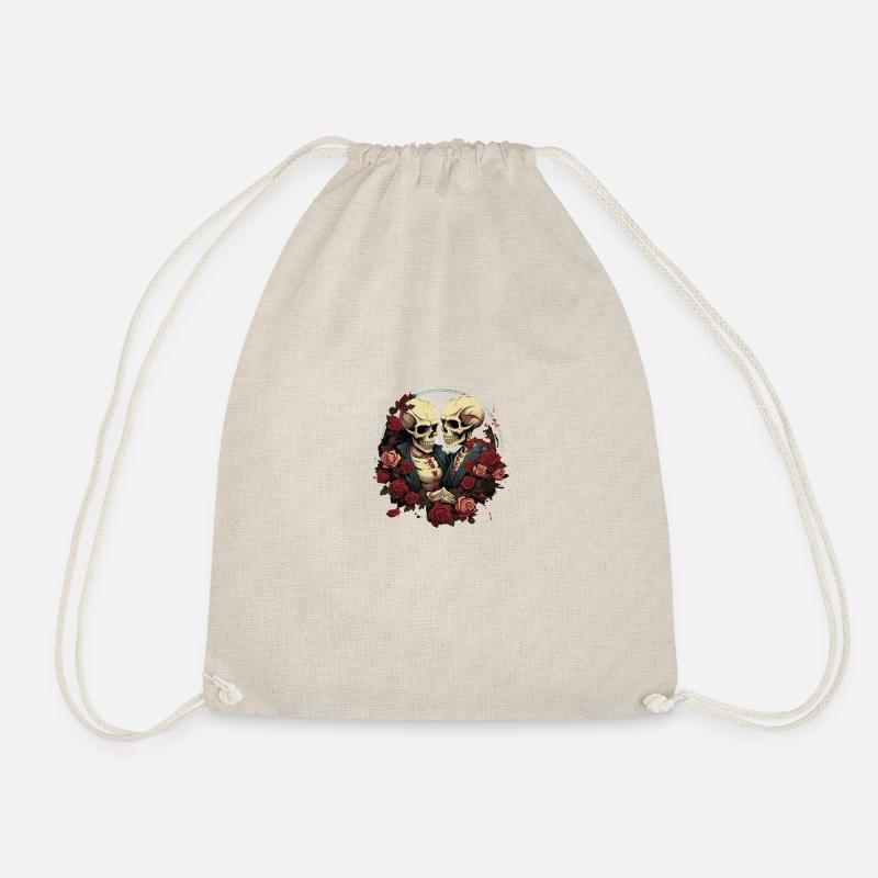 Skeleton lovers in comic style - Drawstring Bag - nature