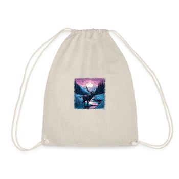color bird statement sayings gift idea nature deer - Drawstring Bag - nature - Front