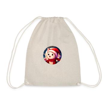 Cuddly Santa Claus Cat Can't Wait - Drawstring Bag - nature - Front