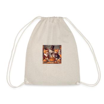 Cats Thanksgiving Party - Drawstring Bag - nature - Front