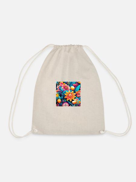 motif from the 1990s featuring kitschy flowers - Drawstring Bag - nature
