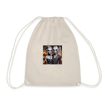 Aliens Couple on Halloween - Drawstring Bag - nature - Front