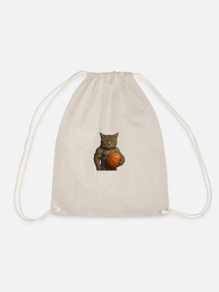 Basketball-Katze – Sportlich, stark und stylisch - Turnbeutel - Natur