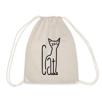 freche Katze aus Buchstaben Comicstyle - Turnbeutel - Natur - Vorne