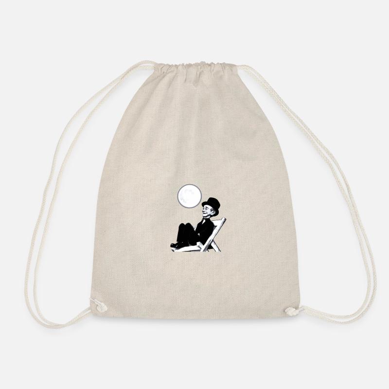 Charles Chaplin resting looking at the Moon - Drawstring Bag - nature