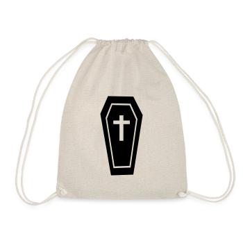 Coffin with cross / coffin & cross / Halloween - Drawstring Bag - nature - Front