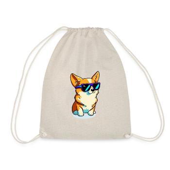 Corgi Dog Sunglasses Manga Cartoon Drawn - Drawstring Bag - nature - Front