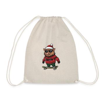 Pig Christmas Funny Wild Boar - Drawstring Bag - nature - Front