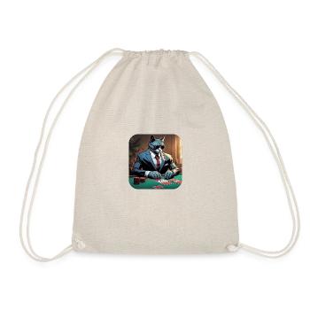 Poker Face Cat - Drawstring Bag - nature - Front