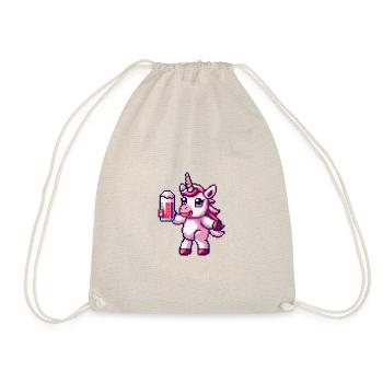 Einhorn Bier Pixel - Turnbeutel - Natur - Vorne