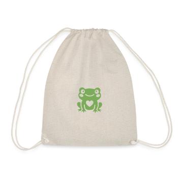 Charming Heart Faced Frog  - Drawstring Bag - nature - Front
