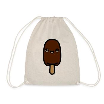 ice cream chocolate stick kawaii cute kid yum - Drawstring Bag - nature - Front