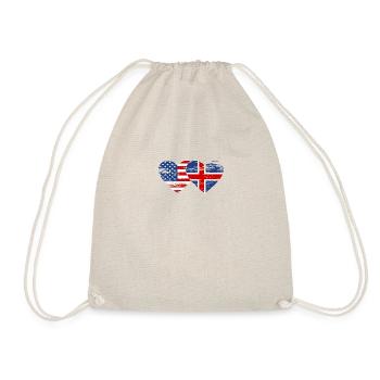 USA Iceland flag heart used - Drawstring Bag - nature - Front