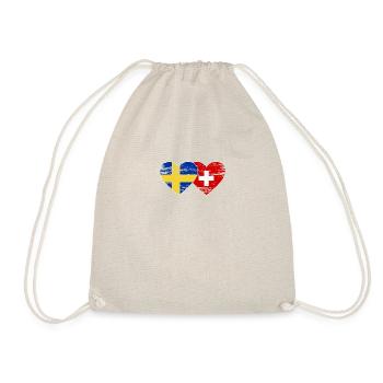 Suède Suisse Drapeau Coeur Utilisé - Sac de sport léger - nature - Devant