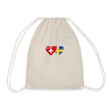 Switzerland Sweden Flag Heart Used - Drawstring Bag - nature - Front