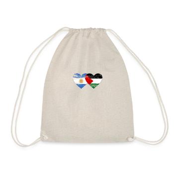Argentina Palestine Flag Heart - Drawstring Bag - nature - Front