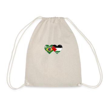 Brazil Palestine Flag Heart Used - Drawstring Bag - nature - Front