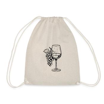 Wine Glass Grapes Wine - Drawstring Bag - nature - Front