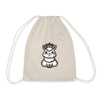 Alpaca Llama Comic Crown - Drawstring Bag - nature - Front