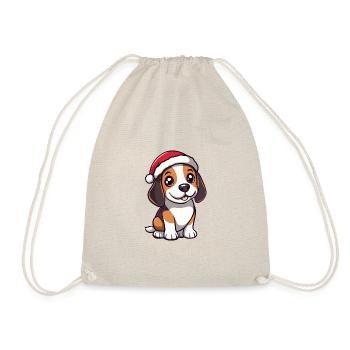Beagle Hund Weihnachten Niedlich - Turnbeutel - Natur - Vorne