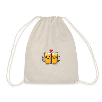 Bier Paar Liebe Herz Valentinstag - Turnbeutel - Natur - Vorne