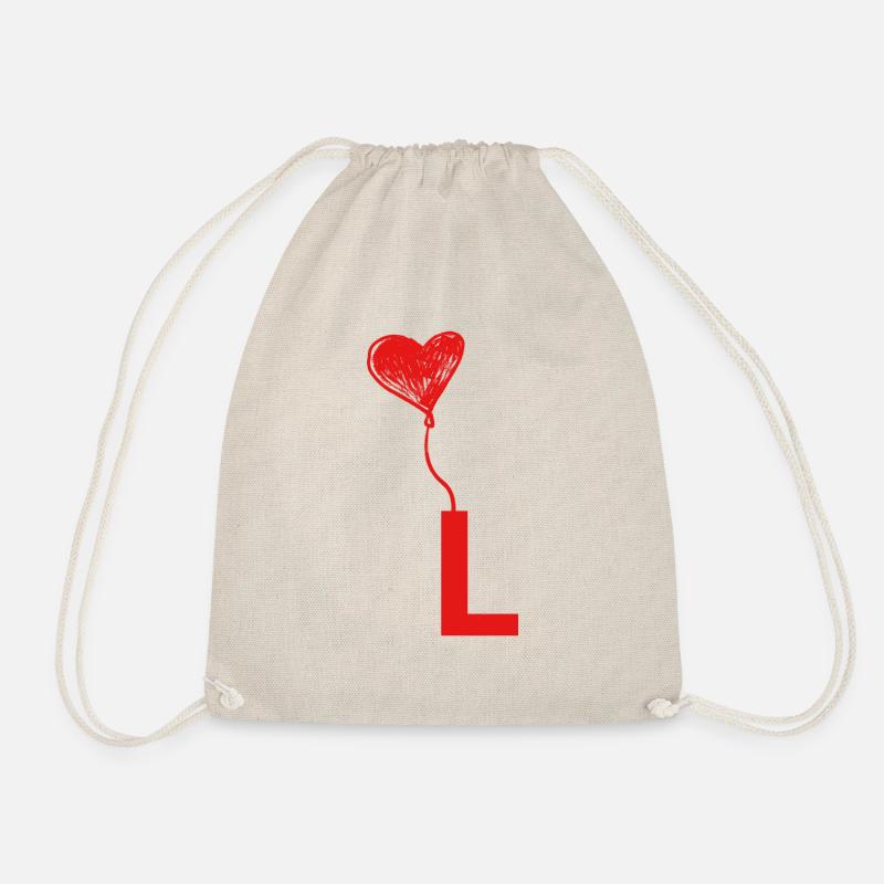 Buchstabe l Herz - Turnbeutel - Natur