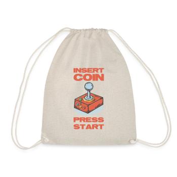 Insert coins press start. Retro joystick design. - Drawstring Bag - nature - Front