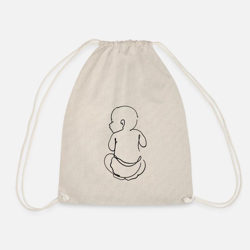 Baby Sleeping Lily Drawing - Drawstring Bag - nature