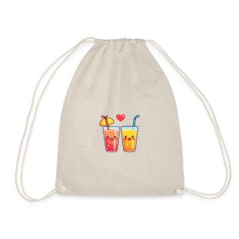 Soft DrinkCouple Love Drink Heart Valentine's Day - Drawstring Bag - nature - Front